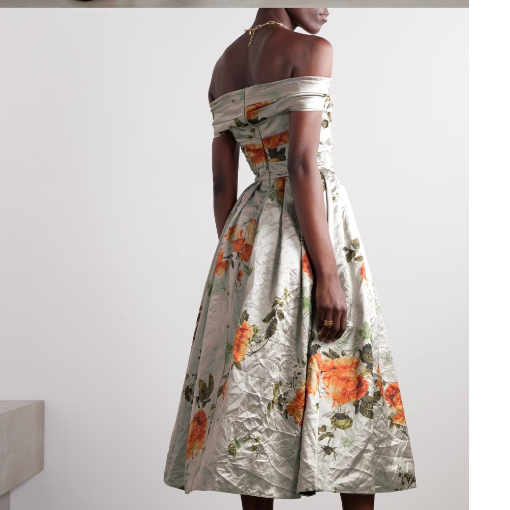 Erdem Women's Off-The-Shoulder Floral-Print Midi Dress, UK size 8, French 36 nwt
